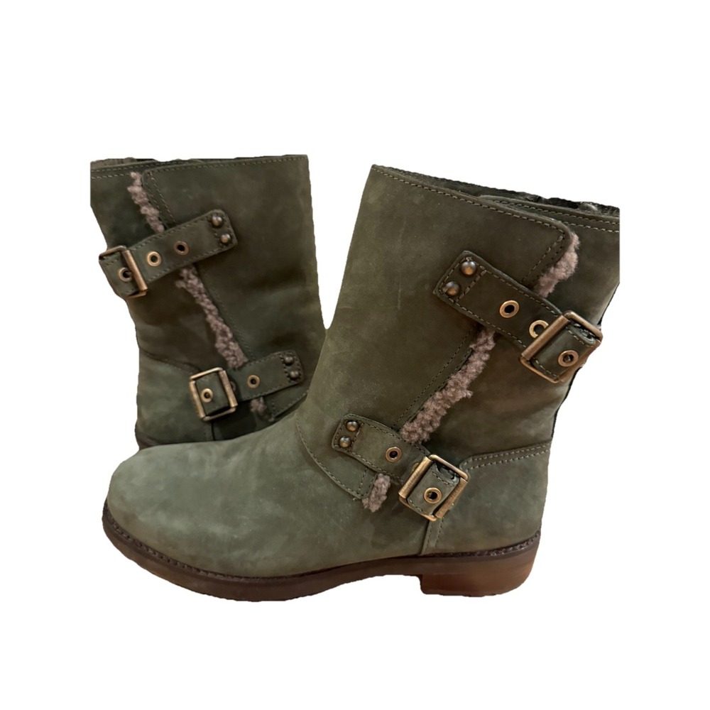 UGG Niels III Waterproof Olive Green Moto Boots Size 9.5‎ US – Sheepskin Lined - Picture 5 of 11